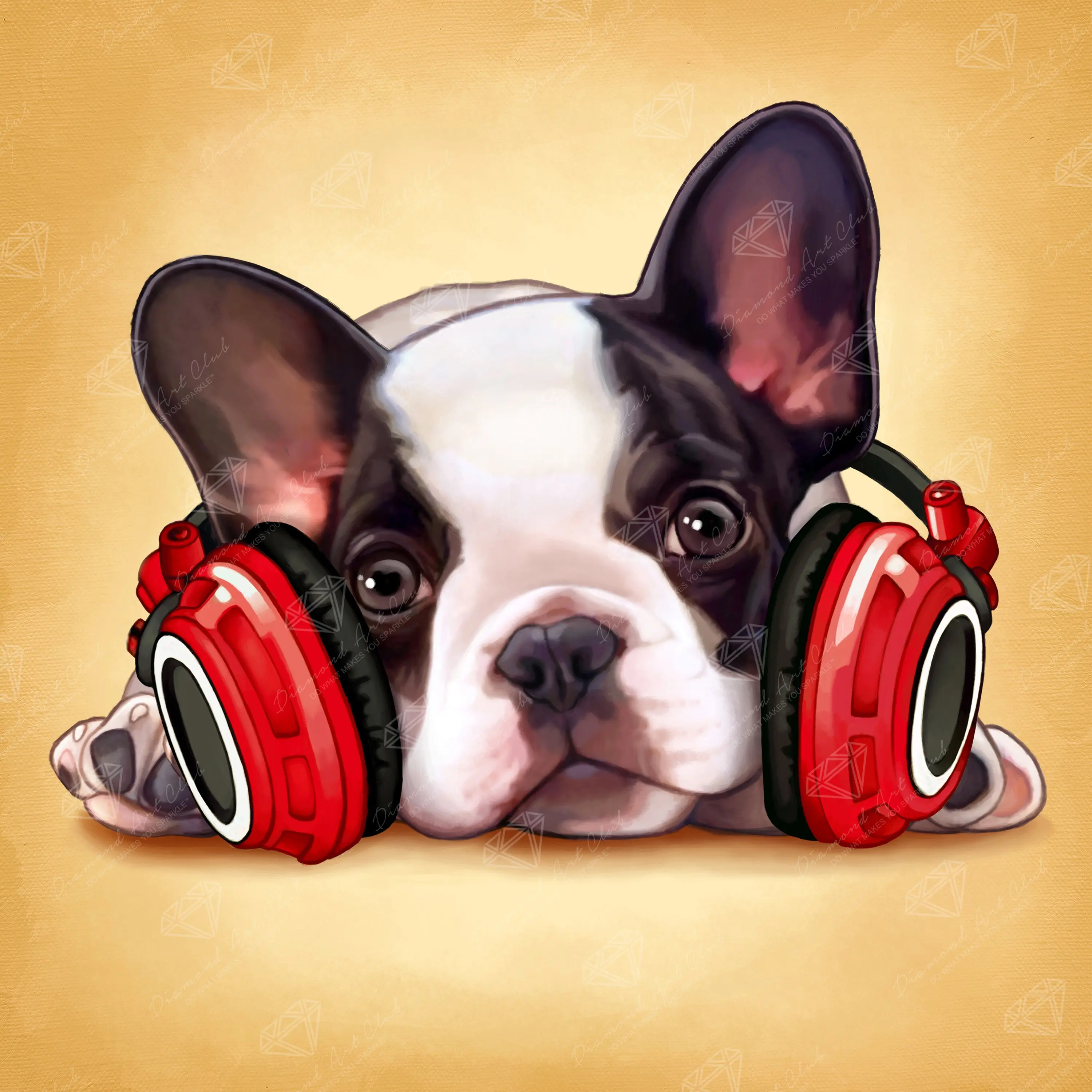 Diamond Art Club® Headphone Frenchie Diamond Painting Kit