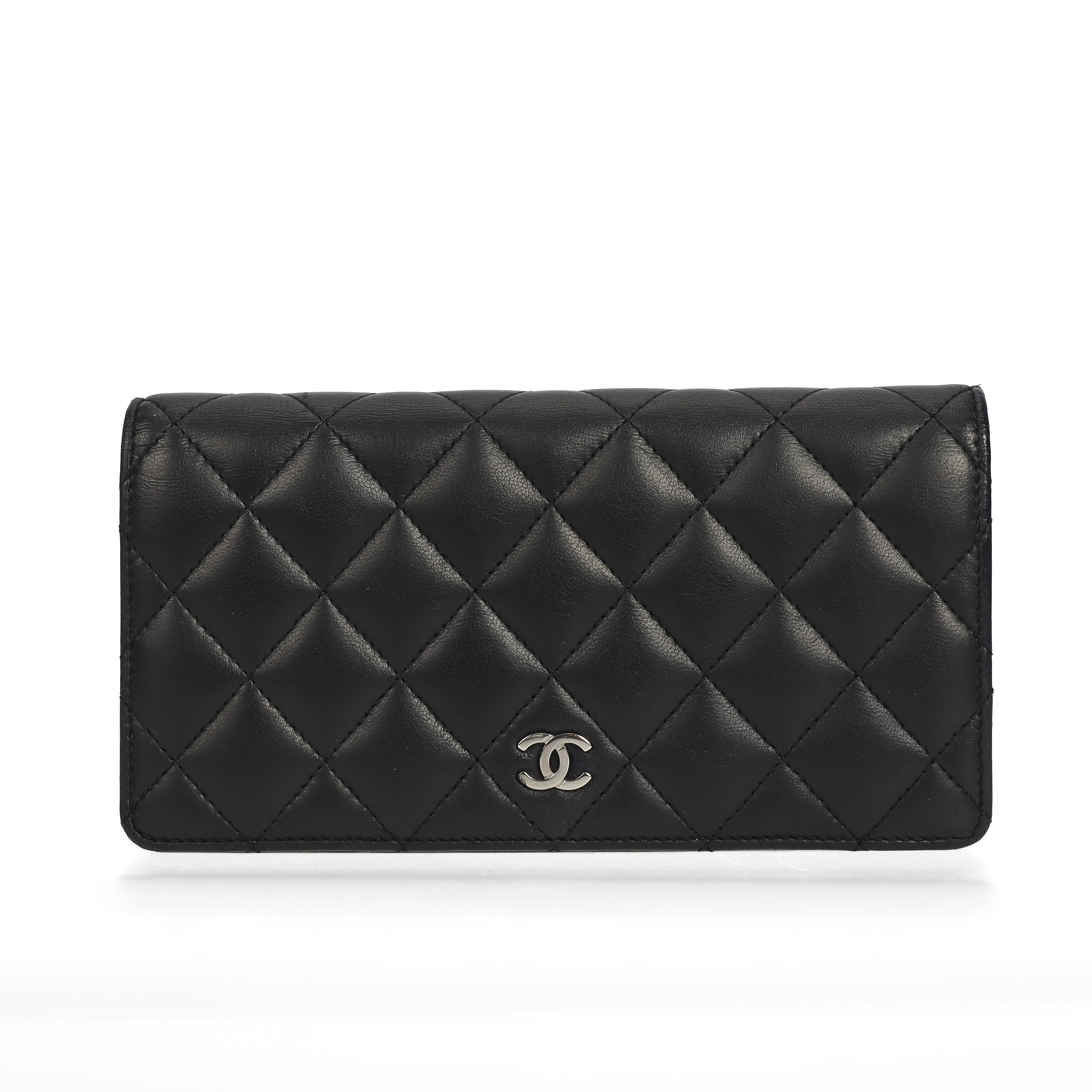 Pre-owned CHANEL Leather Wallet Black Flap 92043620