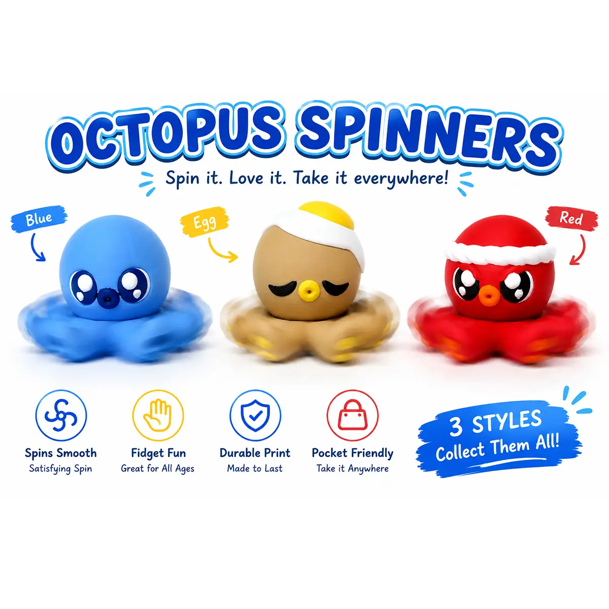Mini Octopus Spinner Fidget | Satisfying Spin fun to fidget with