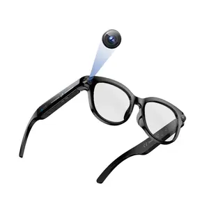 Video Recording AI Smart Glasses, 2MP HD Camera Anti-Shake Support Photo/Video/Audio Recording Real Time Translation Ai Object Recognition Voice Control Bluetooth Calling