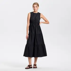 Women's Sleeveless Tiered Maxi A-Line Dress - Universal Thread Black S