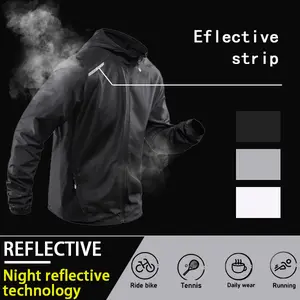 Father’s Day Gift Ideas — Men’s Summer Sun Protection Apparel, Lightweight Reflective Strip Hooded Outdoor Windbreaker