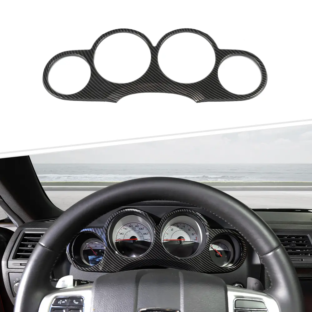 5-Piece ABS Laser-Cut Dashboard Instrument Panel Trim Cover, DIY Install Decal Aesthetic Car Accessory, Automotive Decoration for 2009-2014 Dodge Challenger Car Interior Accessories