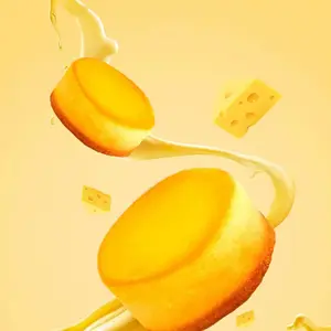 Jiggly Japanese Cheesecake Pudding Tart Round & Fluffy with Creamy Filling Baked Souffle Style Dessert Light & Fluffy Texture Real Milk Goodness Perfect Palm Size，food，food and snacks，bread