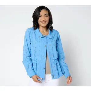 Dennis Basso Cotton Eyelet Anorak Jacket