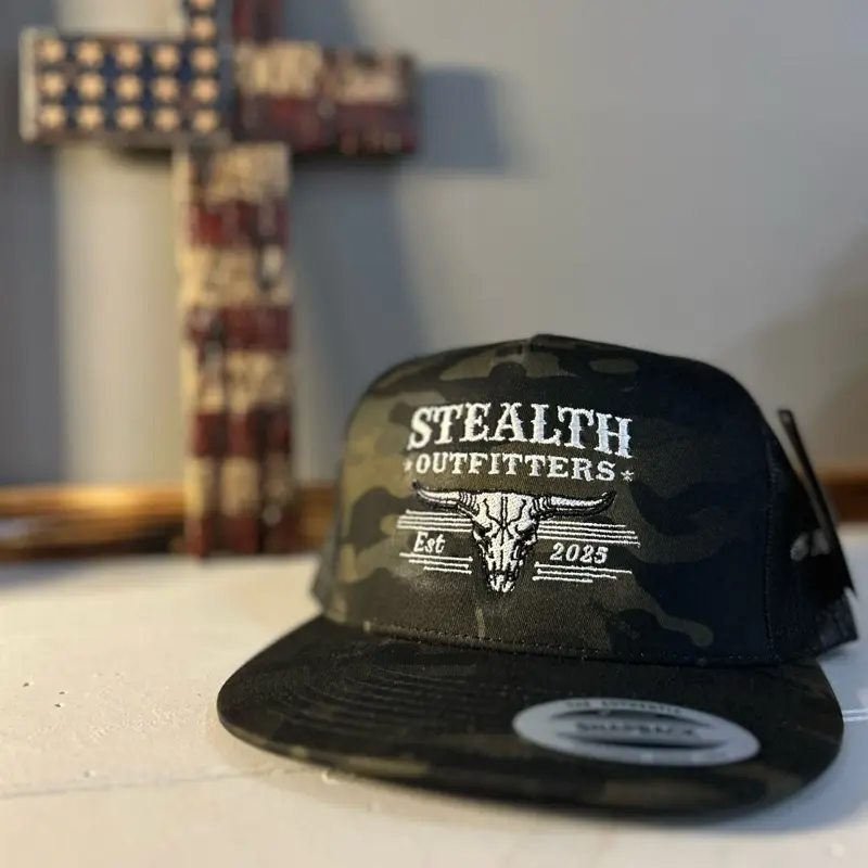 Stealth Outfitters Camo Snapback Hat - Est 2025 - Black & Camouflage Design - Adjustable Fit