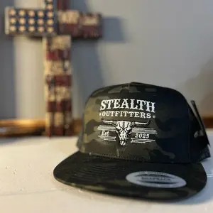 Stealth Outfitters Camo Snapback Hat - Est 2025 - Black & Camouflage Design - Adjustable Fit
