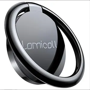 Cell Phone Ring Holder Finger Stand - Lamicall Phone Kickstand, Metal Grip Hook Work with Magnetic Car Mount, Compatible with iPhone 15 14 13 12 Mini 11 Pro Max Plus, Smartphone Accessories Black