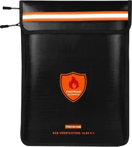 Fireproof Document Bag -  Fireproof  Bag with Zipper for /Important Documents/Valuables (Seal Protection), 15x11" (A4 Size), Fire Safe Envelope Bag with Reflective Strip
