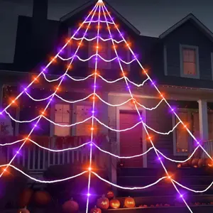 5M 250LED Spider Web Light, Halloween Spider Web Light, Halloween Decoration, Indoor Decoration, Gothic Style Bedroom Decoration (Battery version, requires self provided battery)