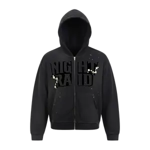 NightRaid “Obsidian Authority” Full-Zip Raw Edge Hoodie