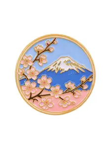 Elegant Sakura Pin, Cartoon Mount Fuji Design Badge, Fashion Accessory Gift, Birthday Present for Family and Friends
