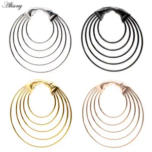 Alisouy 1PC Stainless Steel Big Round Circle Ear Weight Clip Heavy Expander Stretcher Plug Gauges Earrings Body Piercing Jewelry