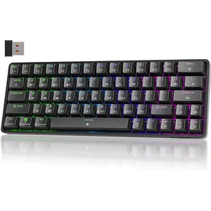 Gaming Keyboard, 60% Wireless Mechanical Keyboard with Bluetooth/2.4G/Type-C, Compact 63 Keys Anti-Ghosting, RGB Backlight, Clicky Blue Switch