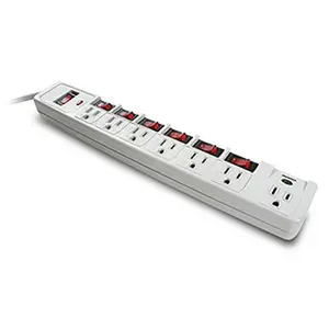 212 MAIN 7-Outlet Wired Surge Protector Power Strip - Switched with Individual Switches, Wall Outlet Plug for Climbing, Tech Accessories for Outdoor Recreation