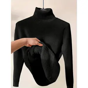 [Soft Turtleneck Sweater] Soft Stretchy Women's Casual High Neck Turtleneck Sweater | Solid Color Fall Winter Warmth, Hand Wash/Dry Clean, Comfortable Autumn Wear, Minimalistic Design, Medium Elasticity