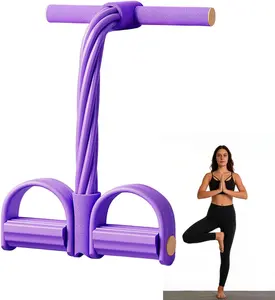 Multifunction Pedal Resistance Band with Handle, 8 Tube Tension Rope for Full Body Workout, Fashion Puller Exercise Device, Manual Yoga Training Pedal Elastic Band for Women and Men