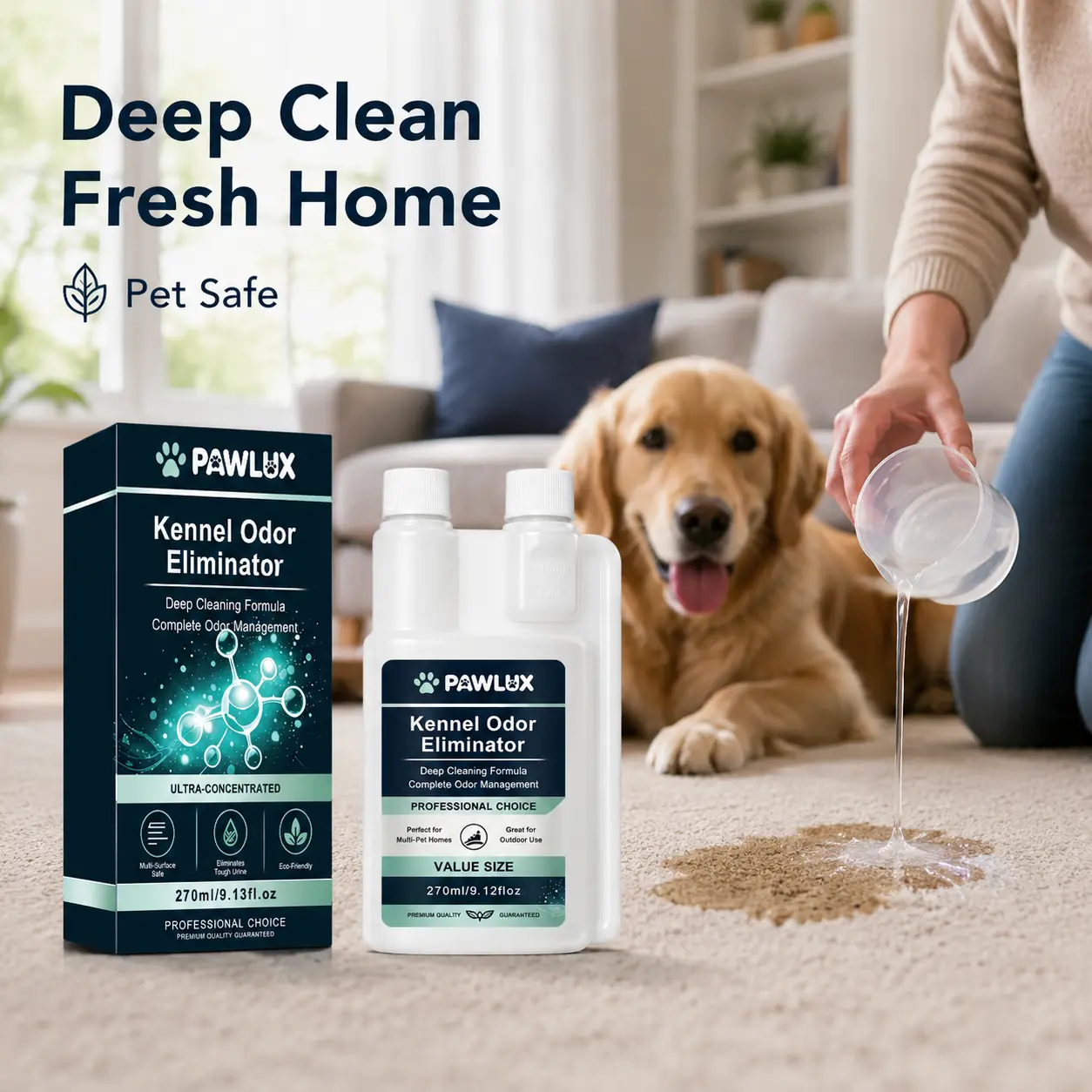 Concentrated Kennel Odor Eliminator Odor Neutralizing Long-Lasting Odor Eliminator Safe Formula for Small Pets and Children Pet Deodorizer for Kennels Floors and Home Odor Removal