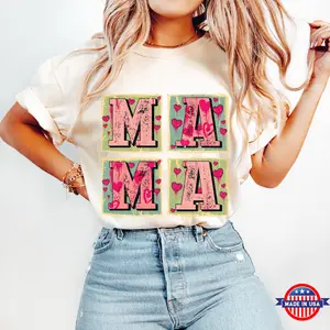 Pink Valentines Day Mama , Retro Valentine Shirt , XoXo , Valentine Hearts , Valentine Coquette , Girls Valentine Tshirt