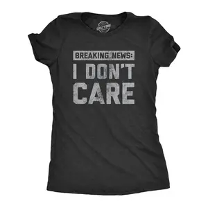 Womens Breaking News I Don't Care T shirt Funny Sarcastic Graphic Novelty Tee Funny Womens T Shirts Cute Vintage Fashion Casual Ladies T-Shirt Gift Funny Introvert Top Women's Novelty Tees Black