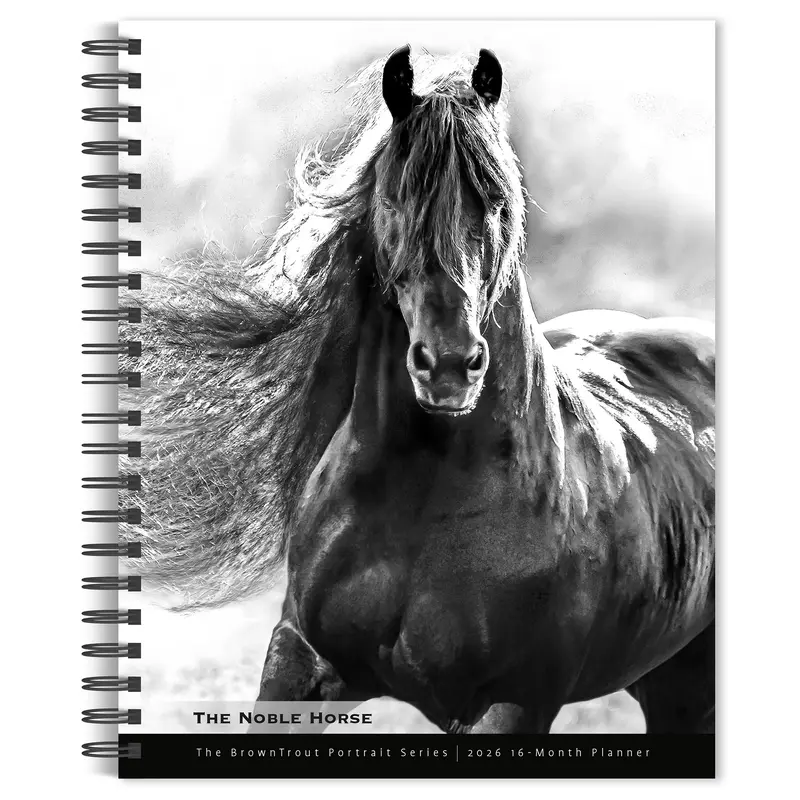 The BrownTrout Portrait Series: The Noble Horse | 2026 6 x 7.75 Inch Spiral-Bound Wire-O Weekly Engagement Planner Calendar | New Image Every Week | Pets Equestrian
