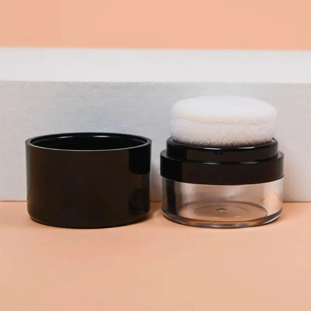 Mini Refillable Loose Powder Jars with Puff - Hypoallergenic, Portable Cosmetic Containers Bottles for Blush & Finishing Powders Canister