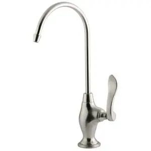 Kingston Brass Gourmetier NuWave French Water Filtration Faucet - Satin Nickel, Ceramic, Classic, Chic Lever Design, 1/4" Turn On/Off Water Control Mechanism, 3/8"-14 NPS Male Threaded Inlet Shank