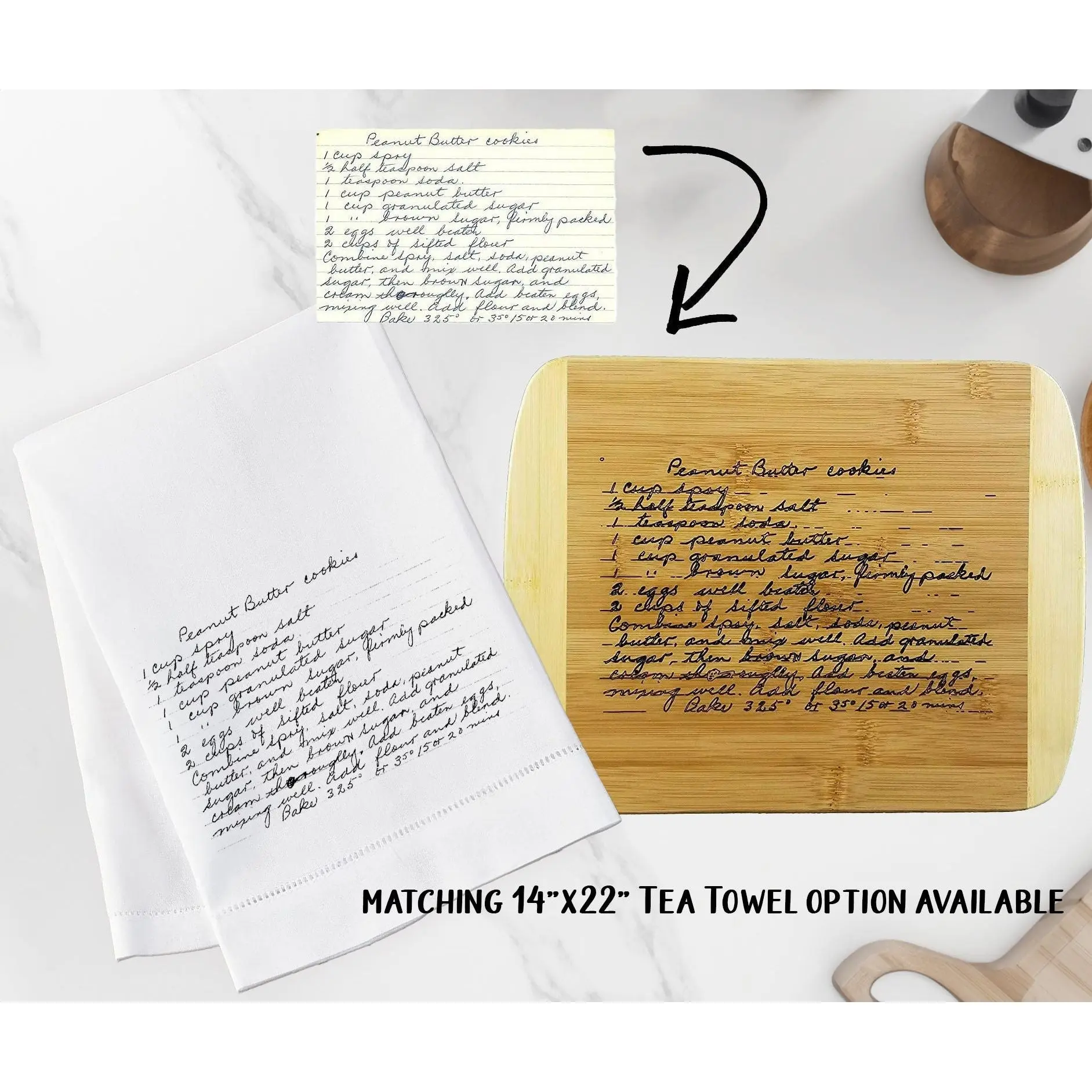 Wooden Recipe Cutting Board (Thick) Custom, Hand-Written Engraved | Fully Custom Engraving