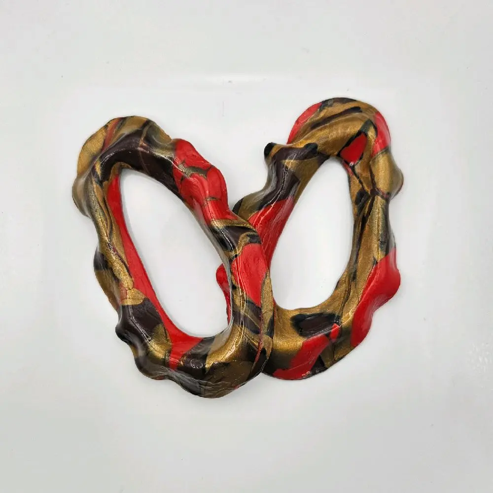 Halo Flow- Cheetah Mash up. Abstract Polymer Clay Hoop Earrings.