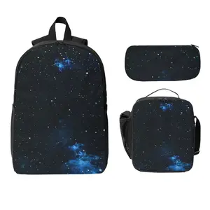 Galaxy School Backpack for 17 Inch Bookbag with Schoolbag Lunch Bag Pencil Case 3 Spieces Set