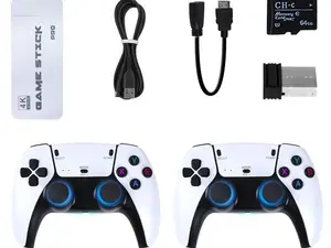 Game console game controller, with two handles game console can be connected to TV game console double black and white 128G Summer Graduation Gift for parents Family for lovers Boyfriend girlfriend daughter son husband wife lover Halloween Accessories