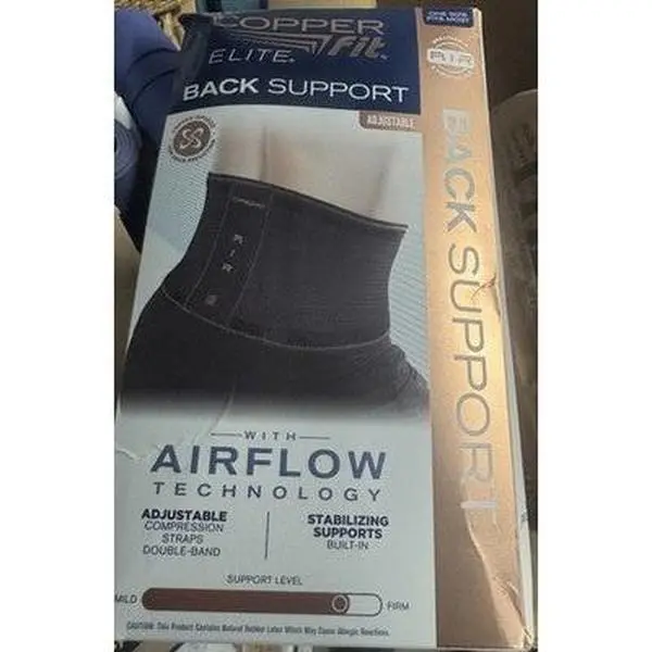 New Copper Fit Elite Back Support W/ Air Flow Back Brace- 30''-50'' Waist Cir
