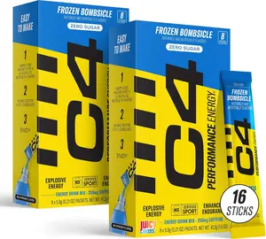 Energy Drink Mix Powder 200mg Caffeine Zero Sugar Pre Workout Energy Booster with Electrolytes for Fitness Training Gym Workout Focus Performance Drink Packets Frozen Bombsicle Flavor for Men Women Athletes