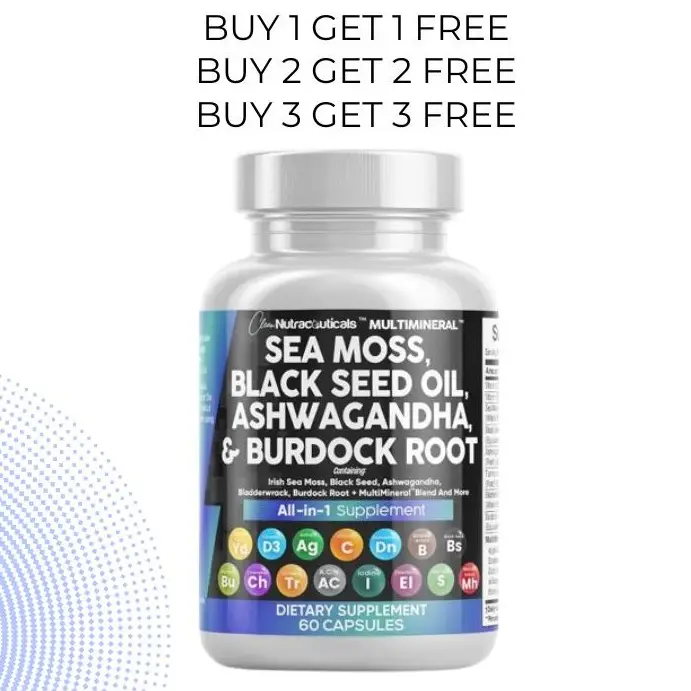 BOGO OFFER - MultiMineral Sea Moss Black Seed Oil Ashwagandha Turmeric Bladderwr...