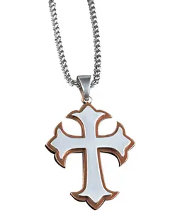 Twister Men's Two Tone Cross Layered Necklace - 32154