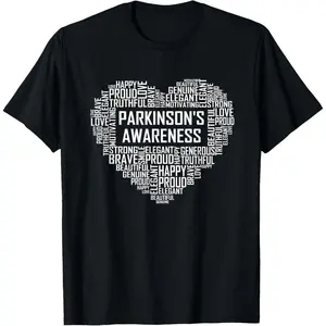 100% Cotton Parkinsons Disease Heart Gifts Fighter Awareness Gift T-Shirt