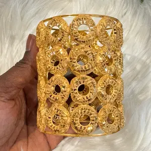 Gold Tone Filigree Bangles Made in India for Women's Fashion