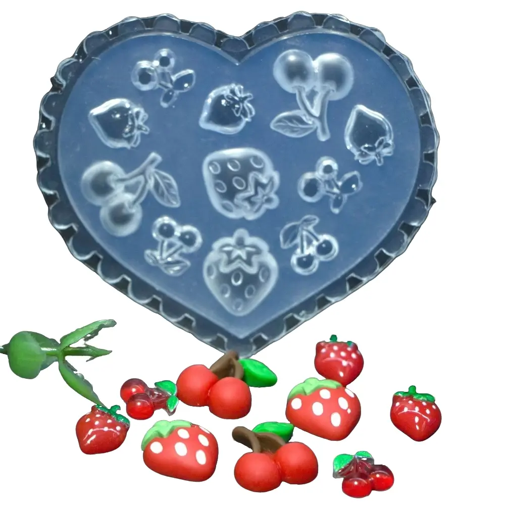 Strawberry Cherry Fruit Silicone Mold for Nail Art, DIY Manicure Tool, Nail Art Tools, Nail Art Supplies, Easy-To-Use, Durable, Perfect for Creative Designs