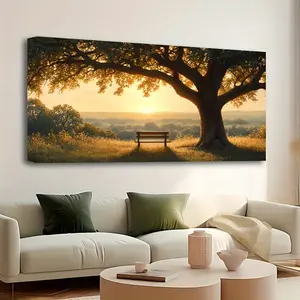 Golden Sunset Forest Artistic Canvas Print, Ready-to-Hang Wall Art for Living Room, Bedroom Home Decor (Posters & Prints for Office Nature Landscape Decoration)
