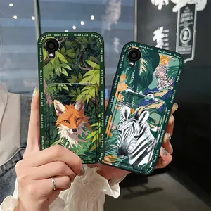 Silicone Fashion Design Phone Case For Kyocera Digno BX2 Card sleeve TPU Card bag Dirt-resistant Back Cover Cute Graffiti Cartoon Cover Card slot Anti-knock Durable Shockproof