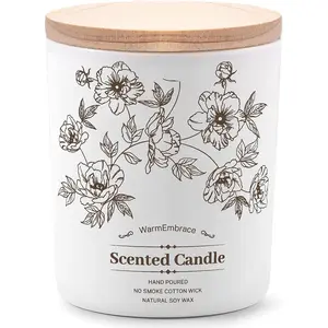 Scented Candle for Women & Men, Vanilla Coconut Soy Wax 8 Oz Jar Candle for Home, 60 Hours Long Lasting Burning, Suitable Gift for Mom