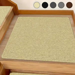 Stair Treads for Wooden Steps Carpet, Non-Slip Stair Runner Indoor Outdoor Stair Tread Mats Covers Pads, 31" x 31"Matching Landing Step Runner for Elders,  and Dogs (31" x 31", Beige)