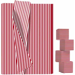 100 Sheets Red Striped Tissue Paper 14 x 20 Inches Red and White Striped  Wrapping Tissue Paper for  Bags Wedding Birthday Party Packaging Crafts