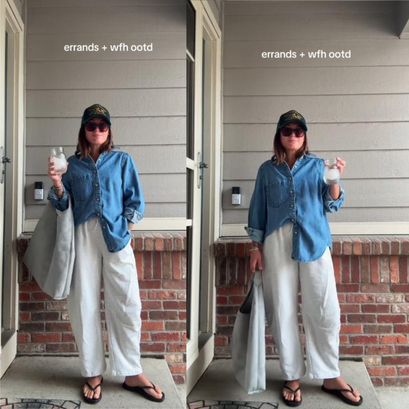 Tanming Women's Barrel Leg Pants Basic or Fleece Lined Elasticated Waist and Soft Wide Leg Pants with Pockets Casual All-Season Sweatpants