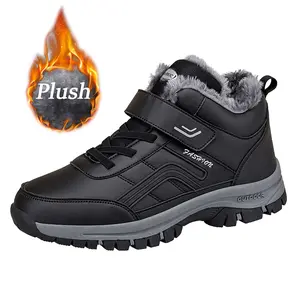 Men's Waterproof Fur-Lined Snow Boots With Non-Slip Rubber Sole - Insulated Winter Footwear for Hiking Shoveling Work and Daily Commuting Outdoor Tactical Hiking Boots Boy Footwear Walking Shoes