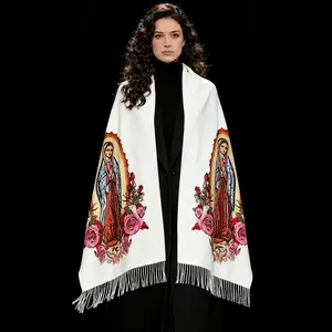 Shawls and Wraps for Women Virgen De Guadalupe Gifts Soft Warm Blanket Scarf for Evening Dresses Hood with Elegant Roses Design