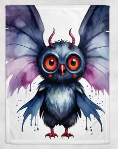 Embrace The Light Baby Mothman Flannel Throw Blanket Cryptid Blanket Spooky Home Decor Halloween Throw Blanket Cute Goth Bedroom Decoration Gifts, Extra Soft, Warm Throw Blanket for Bed, Couch, Travel, Home & Outdoors, Perfect Gift for Kids & Adults