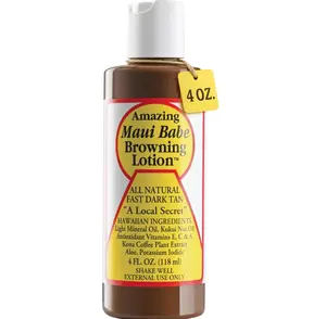 Maui Babe Browning Lotion - Natural Hawaiian Tan Accelerator with Vitamins & Antioxidants - Moisturizing Formula for All Skin Types - Made in USA - 4 fl oz
