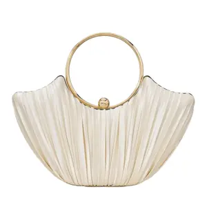 Women's Metallic Luxury Evening Clutch Bag, Elegant Leather Party Handbag with Chain, Small Crossbody, Glitter Formal Clutch Purse Crossbody Bag for Gown, Ball, Wedding, Bridesmaid, Birthday Dress Accessory , New Year