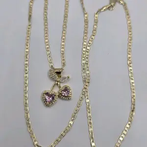 Hearts Cherry style pendant stone's gold-plated Necklace new design gold-plated MOTHER'S DAY BEAUTIFUL GIFT OPTIONS